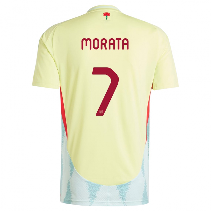 Homem Camisola Espanha Alvaro Morata #7 Amarelo Alternativa 24-26 Camisa