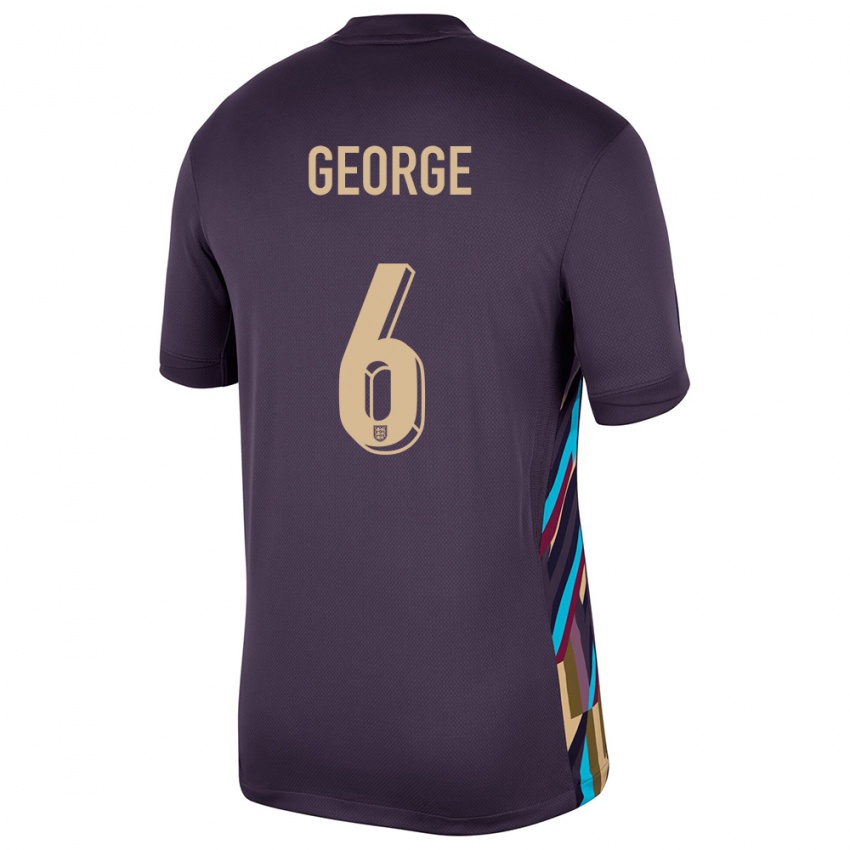Homem Camisola Inglaterra Gabby George #6 Passa Escura Alternativa 24-26 Camisa
