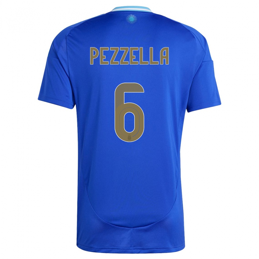 Homem Camisola Argentina German Pezzella #6 Azul Alternativa 24-26 Camisa