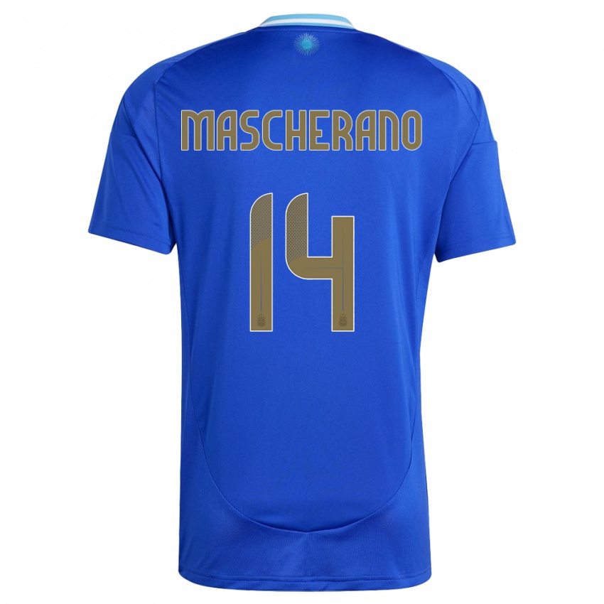 Homem Camisola Argentina Javier Mascherano #14 Azul Alternativa 24-26 Camisa