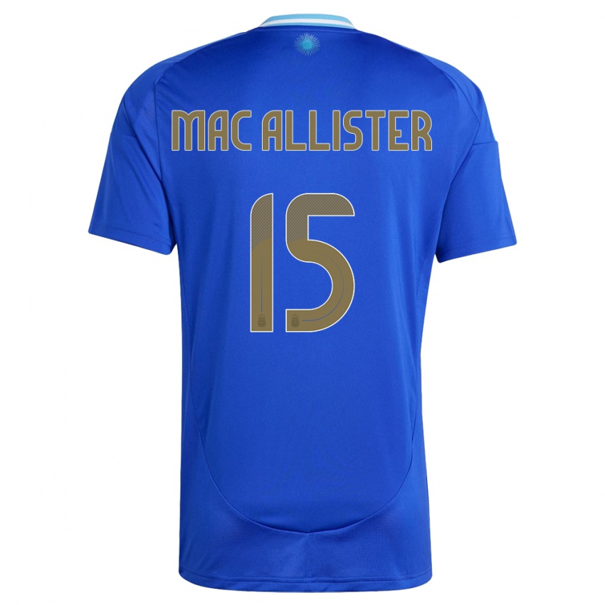 Homem Camisola Argentina Alexis Mac Allister #15 Azul Alternativa 24-26 Camisa