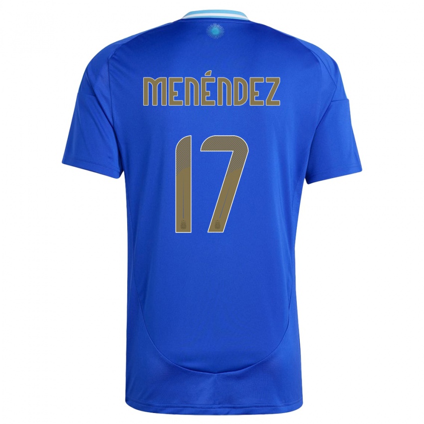 Homem Camisola Argentina Milagros Menendez #17 Azul Alternativa 24-26 Camisa