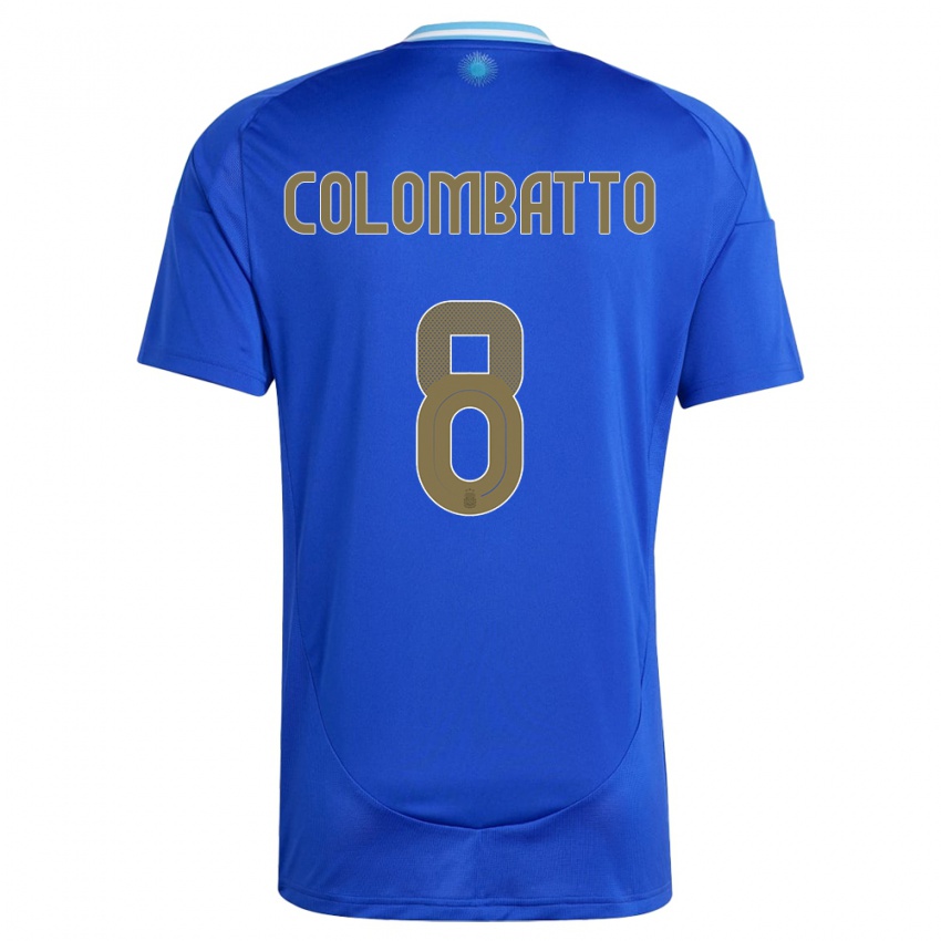 Homem Camisola Argentina Santiago Colombatto #8 Azul Alternativa 24-26 Camisa