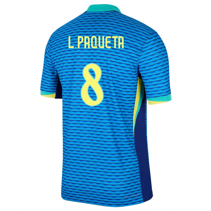 Homem Camisola Brasil Lucas Paqueta #8 Azul Alternativa 24-26 Camisa