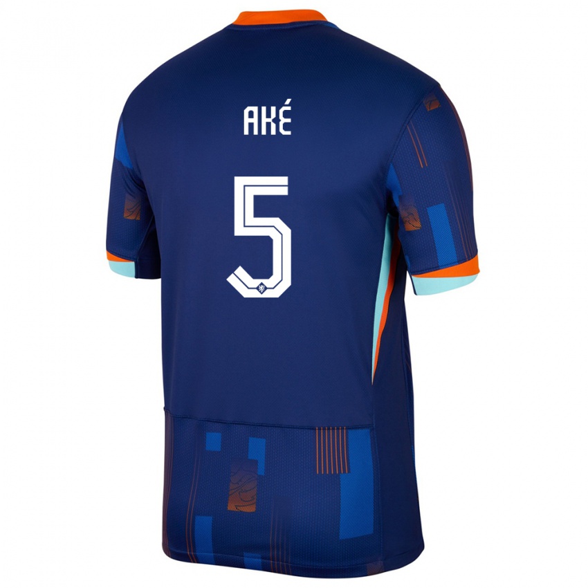 Homem Camisola Países Baixos Nathan Ake #5 Azul Alternativa 24-26 Camisa