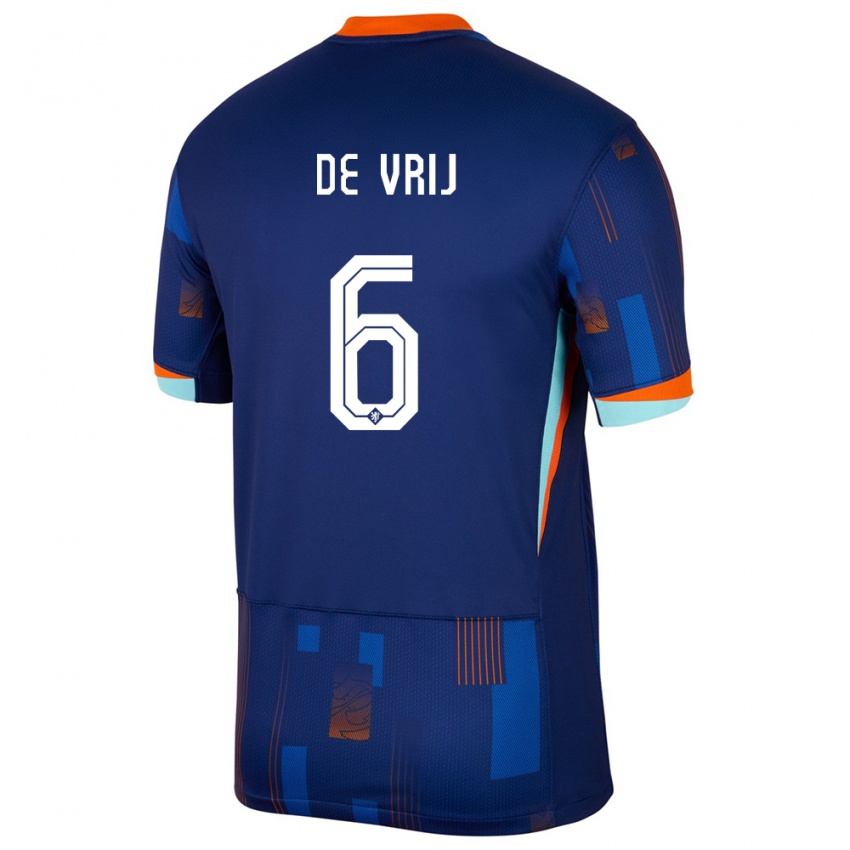 Homem Camisola Países Baixos Stefan De Vrij #6 Azul Alternativa 24-26 Camisa