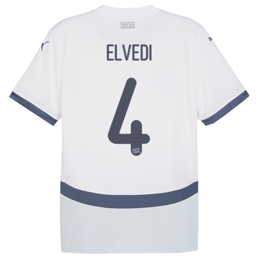 Homem Camisola Suiça Nico Elvedi #4 Branco Alternativa 24-26 Camisa