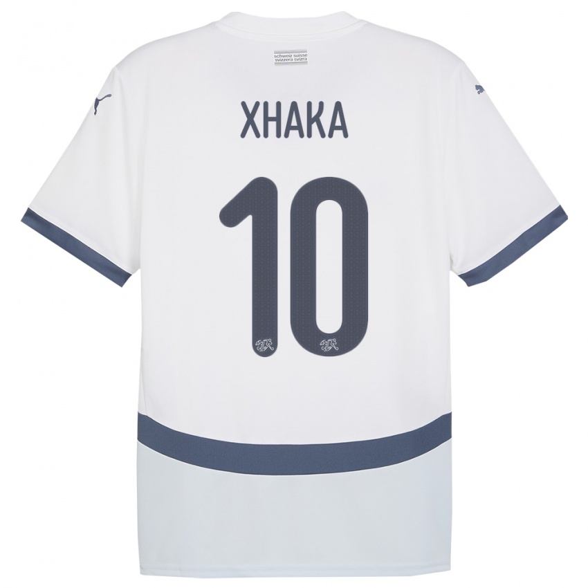 Homem Camisola Suiça Granit Xhaka #10 Branco Alternativa 24-26 Camisa