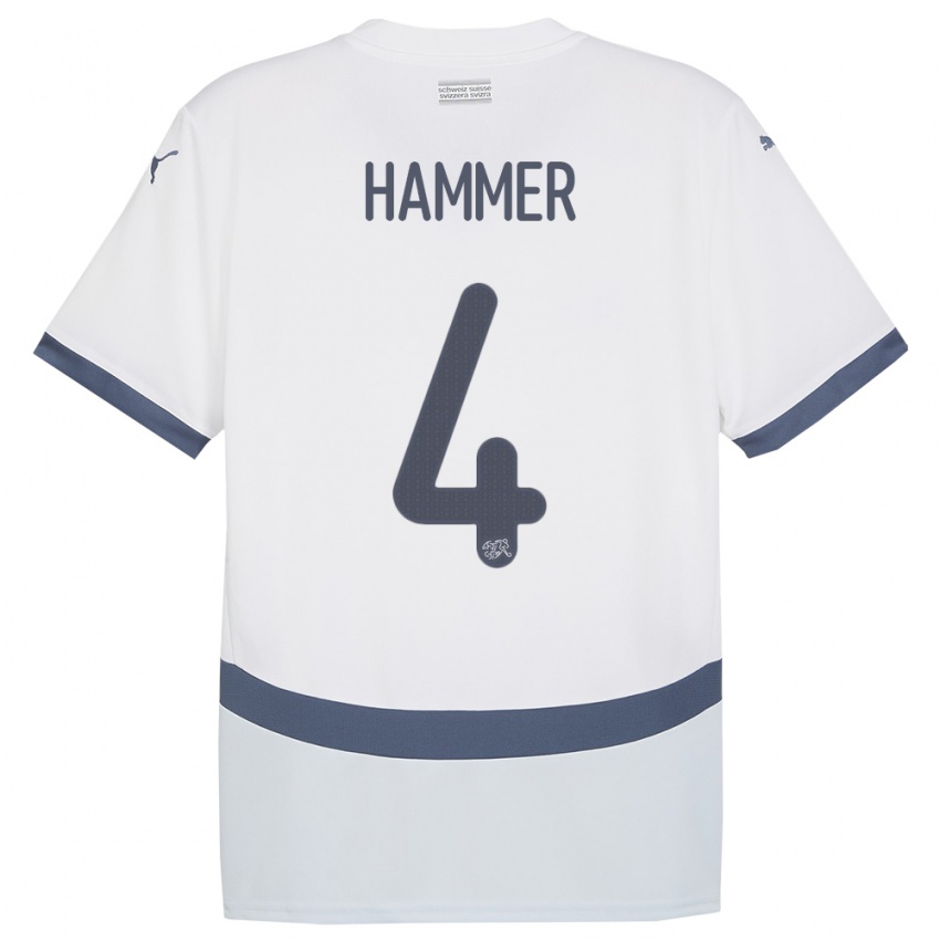 Homem Camisola Suiça Pascal Hammer #4 Branco Alternativa 24-26 Camisa