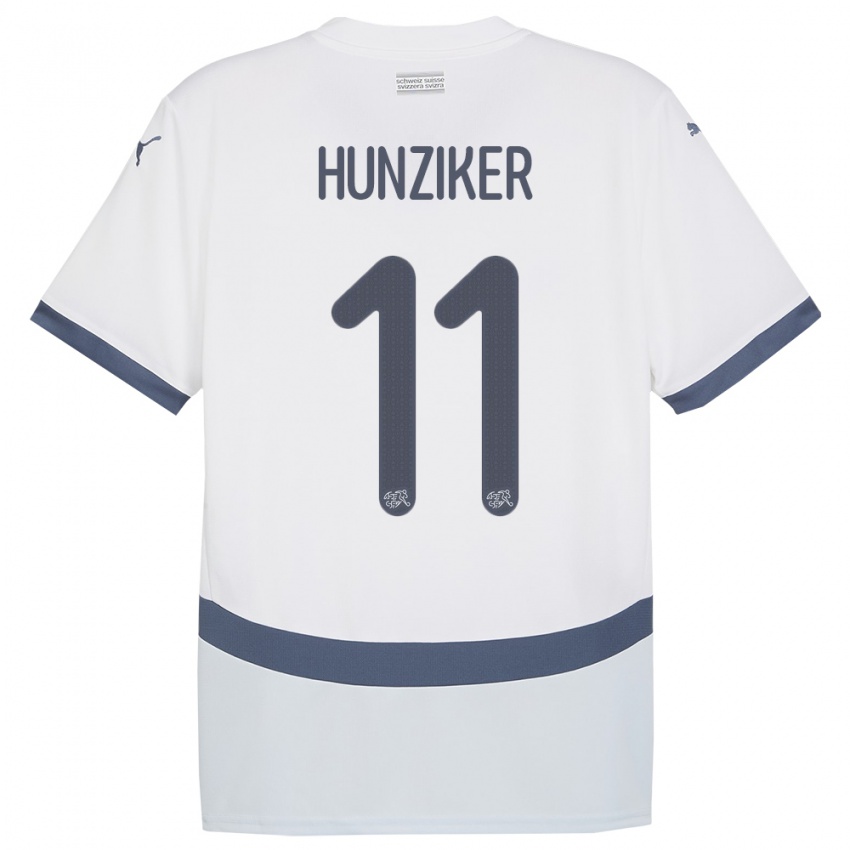 Homem Camisola Suiça Andrin Hunziker #11 Branco Alternativa 24-26 Camisa