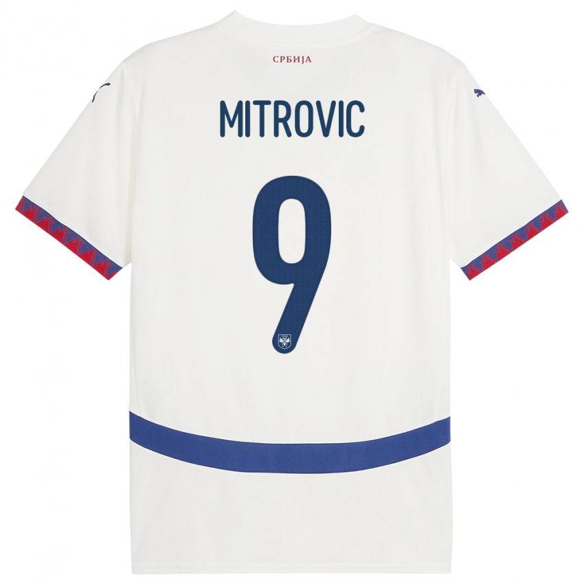 Homem Camisola Sérvia Aleksandar Mitrovic #9 Branco Alternativa 24-26 Camisa