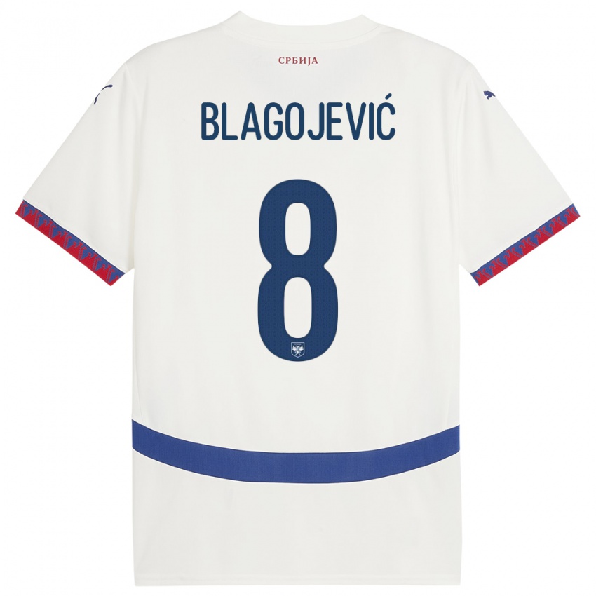 Homem Camisola Sérvia Dina Blagojevic #8 Branco Alternativa 24-26 Camisa