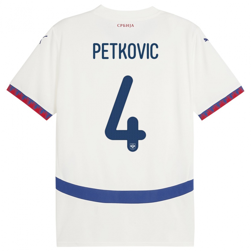 Homem Camisola Sérvia Nikola Petkovic #4 Branco Alternativa 24-26 Camisa
