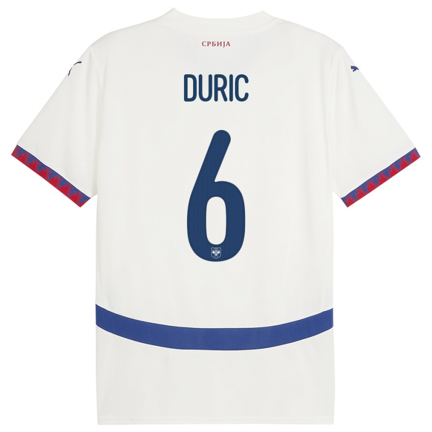 Homem Camisola Sérvia Andrej Duric #6 Branco Alternativa 24-26 Camisa