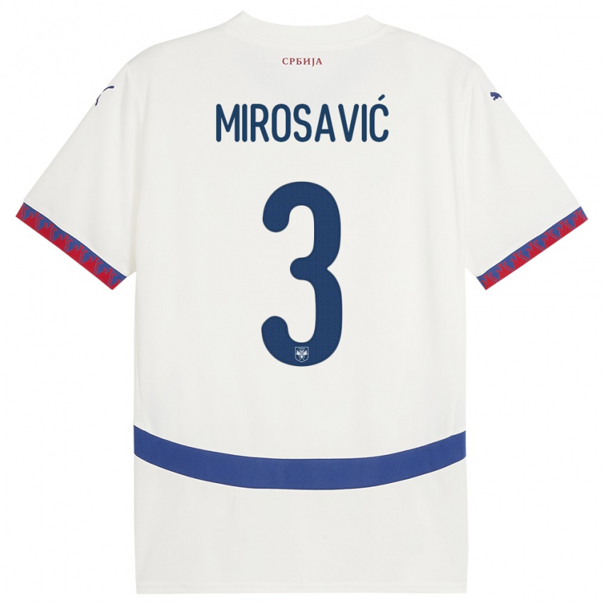 Homem Camisola Sérvia Veljko Mirosavic #3 Branco Alternativa 24-26 Camisa