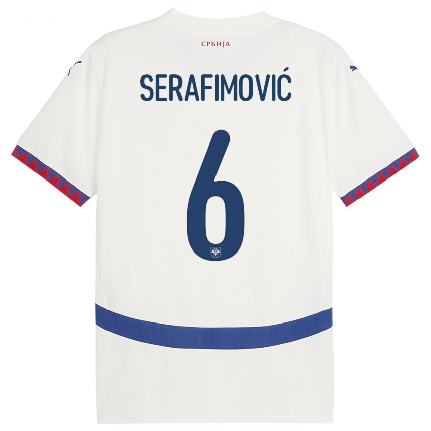 Homem Camisola Sérvia Vojin Serafimovic #6 Branco Alternativa 24-26 Camisa