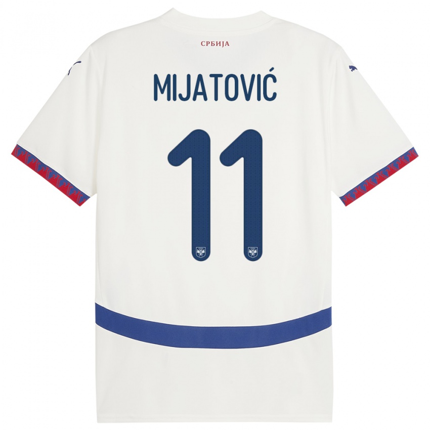 Homem Camisola Sérvia Jovan Mijatovic #11 Branco Alternativa 24-26 Camisa