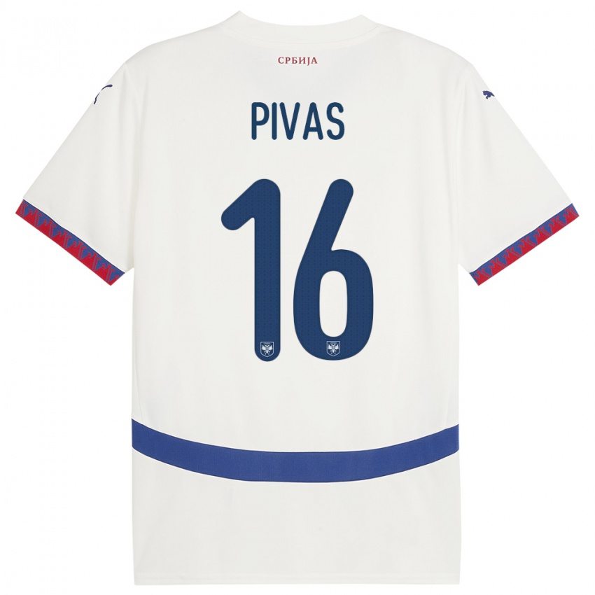 Homem Camisola Sérvia Miodrag Pivas #16 Branco Alternativa 24-26 Camisa