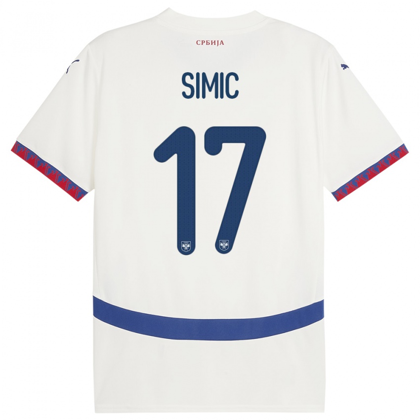 Homem Camisola Sérvia Jan Carlo Simic #17 Branco Alternativa 24-26 Camisa