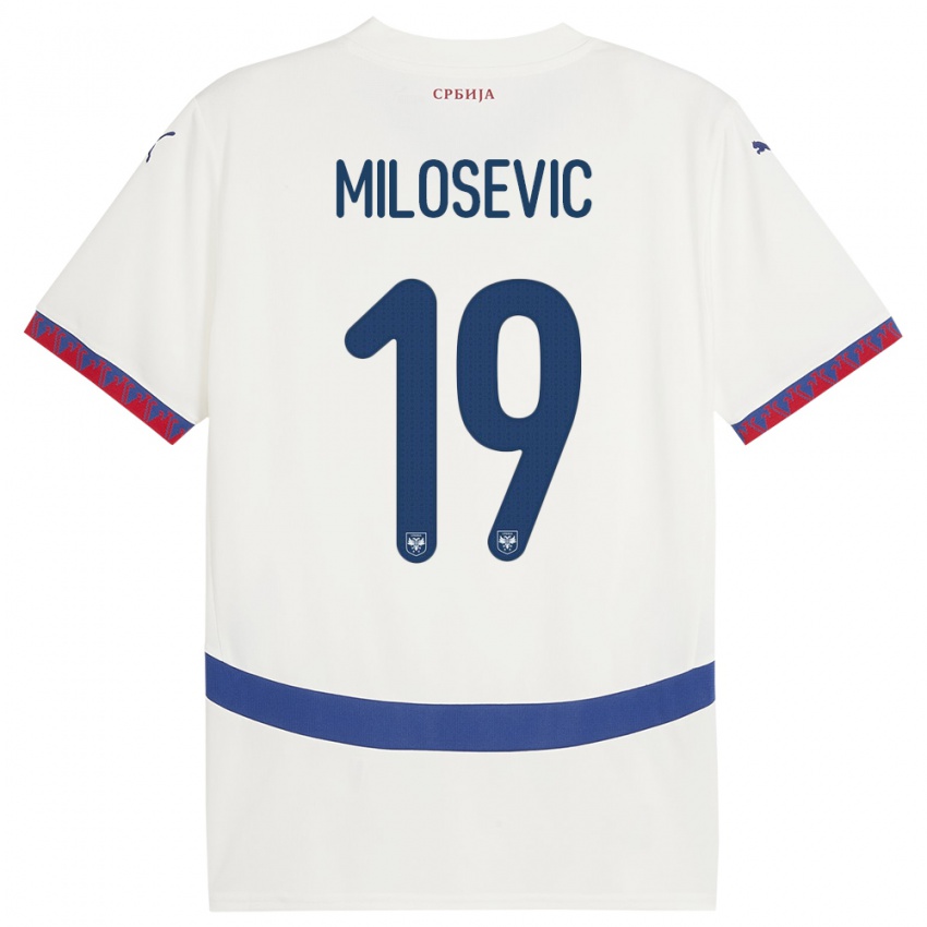 Homem Camisola Sérvia Jovan Milosevic #19 Branco Alternativa 24-26 Camisa