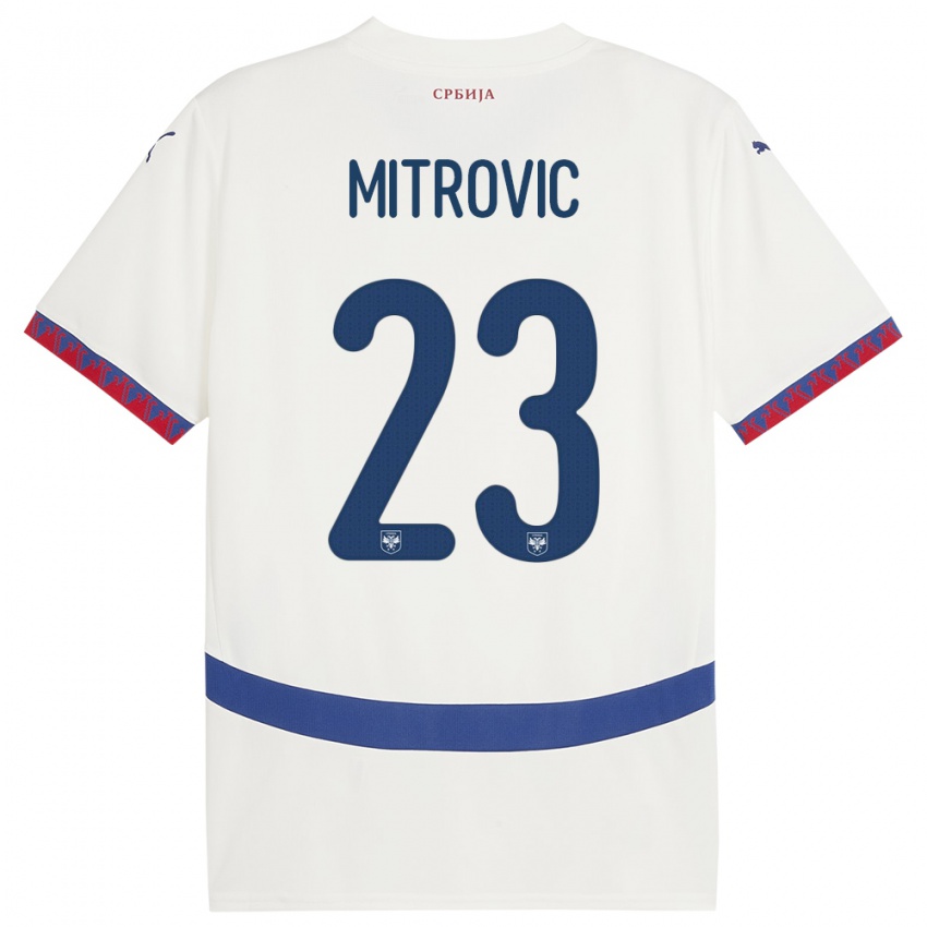 Homem Camisola Sérvia Vuk Mitrovic #23 Branco Alternativa 24-26 Camisa