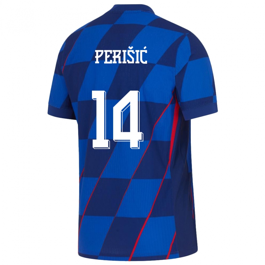 Homem Camisola Croácia Ivan Perisic #14 Azul Alternativa 24-26 Camisa