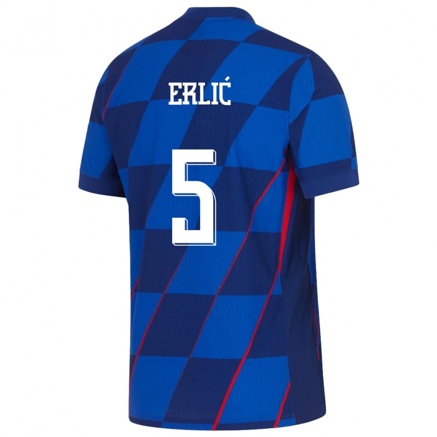 Homem Camisola Croácia Martin Erlic #5 Azul Alternativa 24-26 Camisa