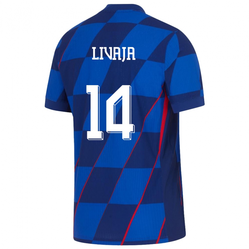 Homem Camisola Croácia Marko Livaja #14 Azul Alternativa 24-26 Camisa