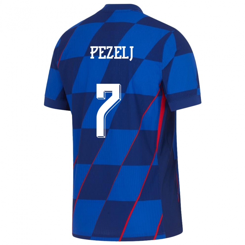 Homem Camisola Croácia Petra Pezelj #7 Azul Alternativa 24-26 Camisa