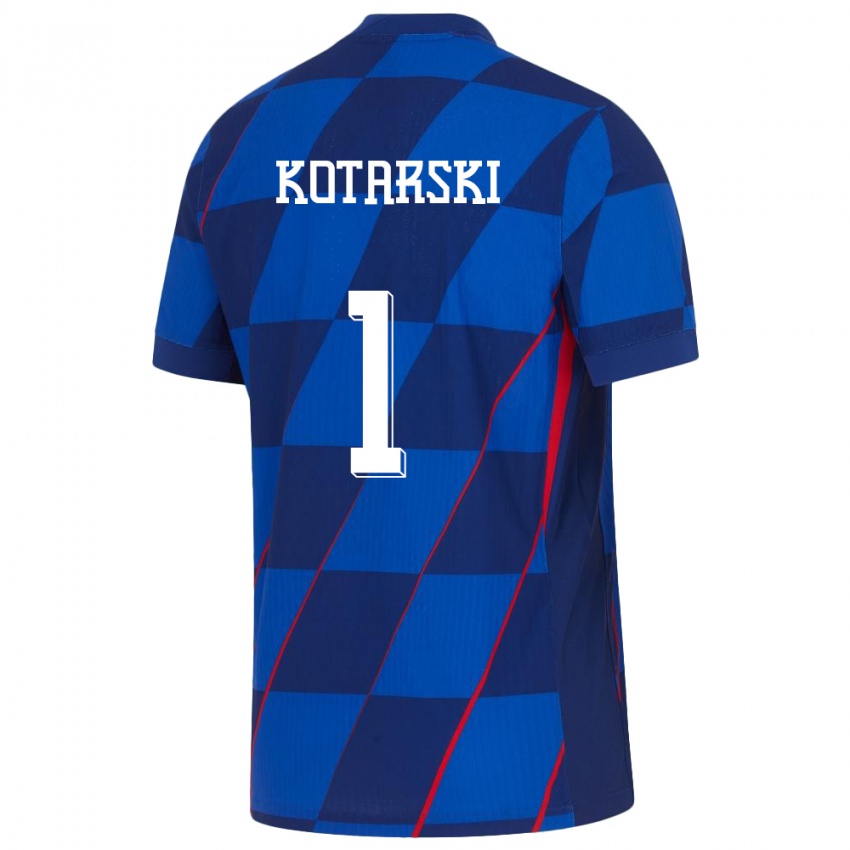 Homem Camisola Croácia Dominik Kotarski #1 Azul Alternativa 24-26 Camisa