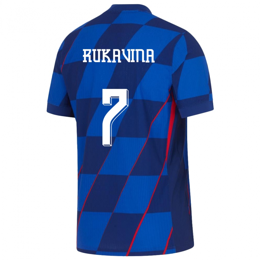 Homem Camisola Croácia Gabriel Rukavina #7 Azul Alternativa 24-26 Camisa