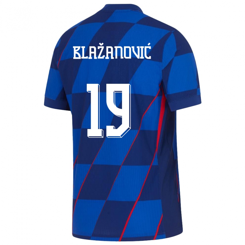 Homem Camisola Croácia Antonio Blazanovic #19 Azul Alternativa 24-26 Camisa