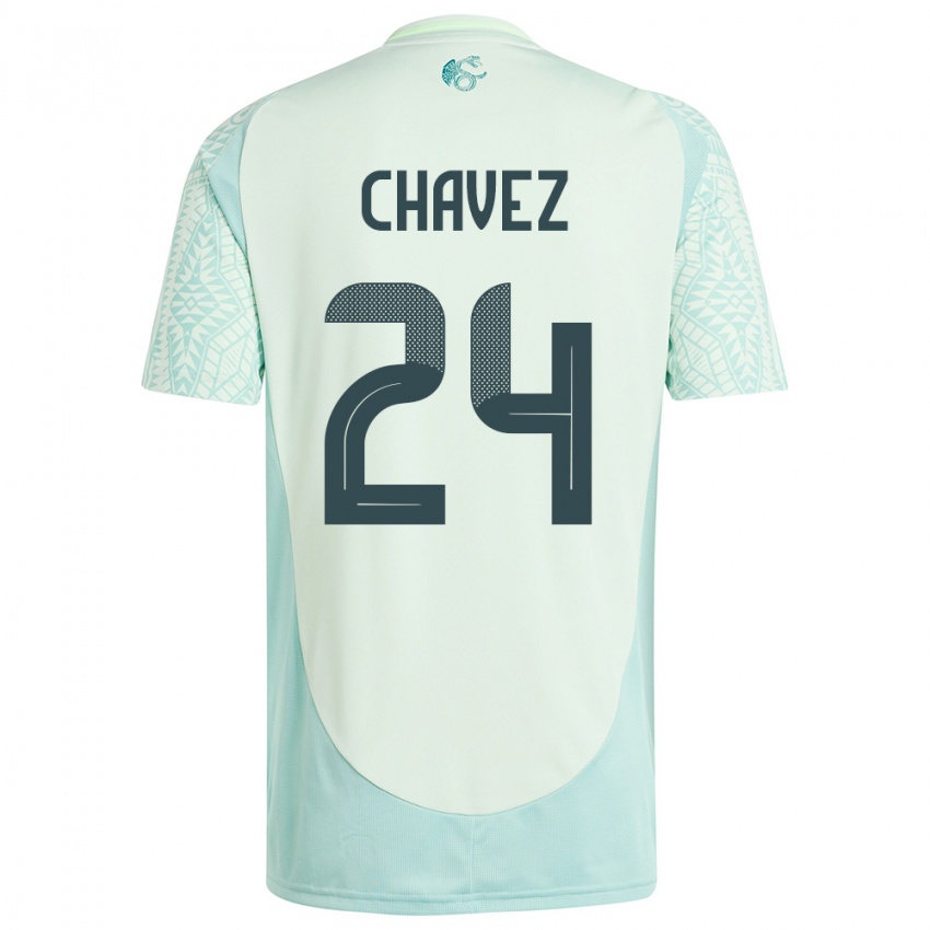 Homem Camisola México Luis Chavez #24 Linho Verde Alternativa 24-26 Camisa