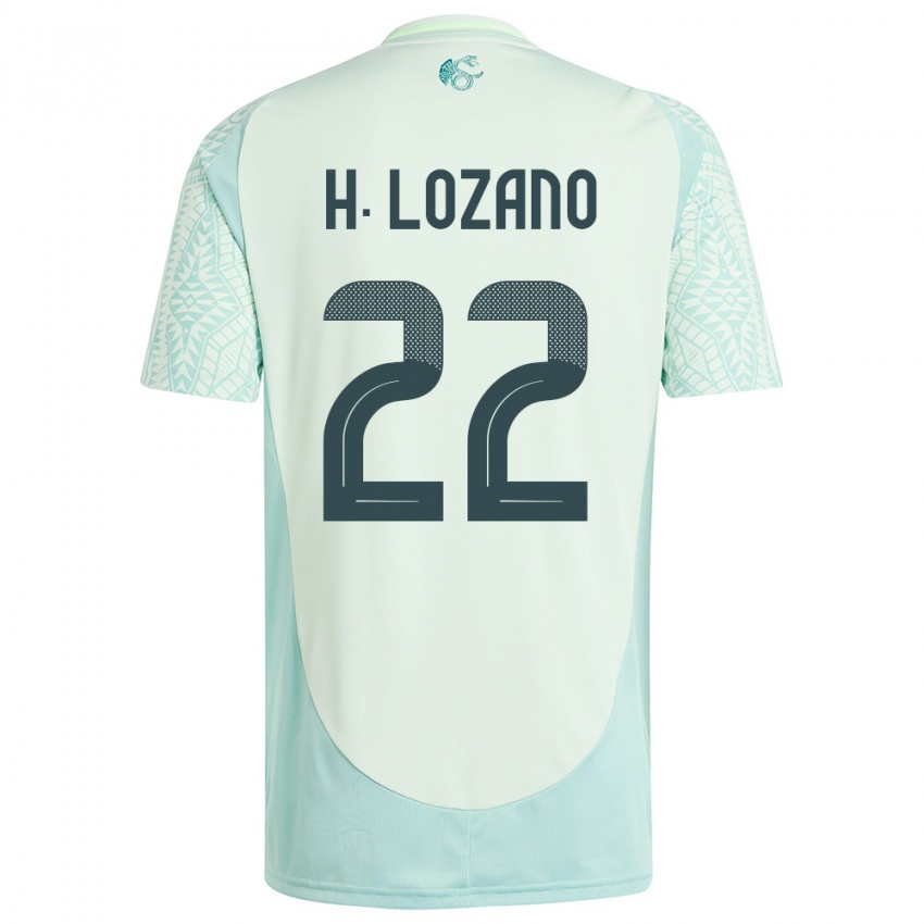 Homem Camisola México Hirving Lozano #22 Linho Verde Alternativa 24-26 Camisa