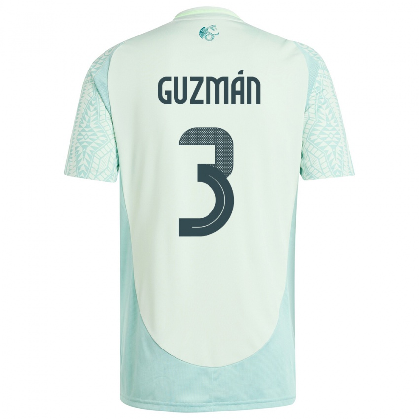 Homem Camisola México Victor Guzman #3 Linho Verde Alternativa 24-26 Camisa