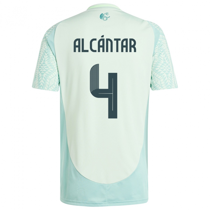 Homem Camisola México Jesus Alcantar #4 Linho Verde Alternativa 24-26 Camisa