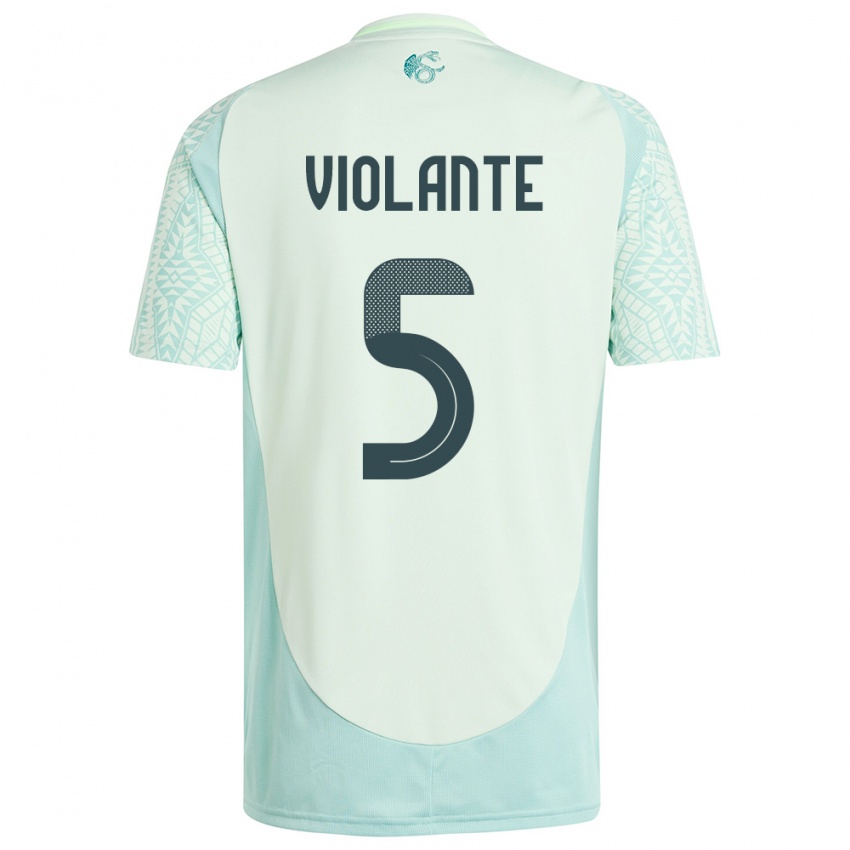 Homem Camisola México Isaias Violante #5 Linho Verde Alternativa 24-26 Camisa