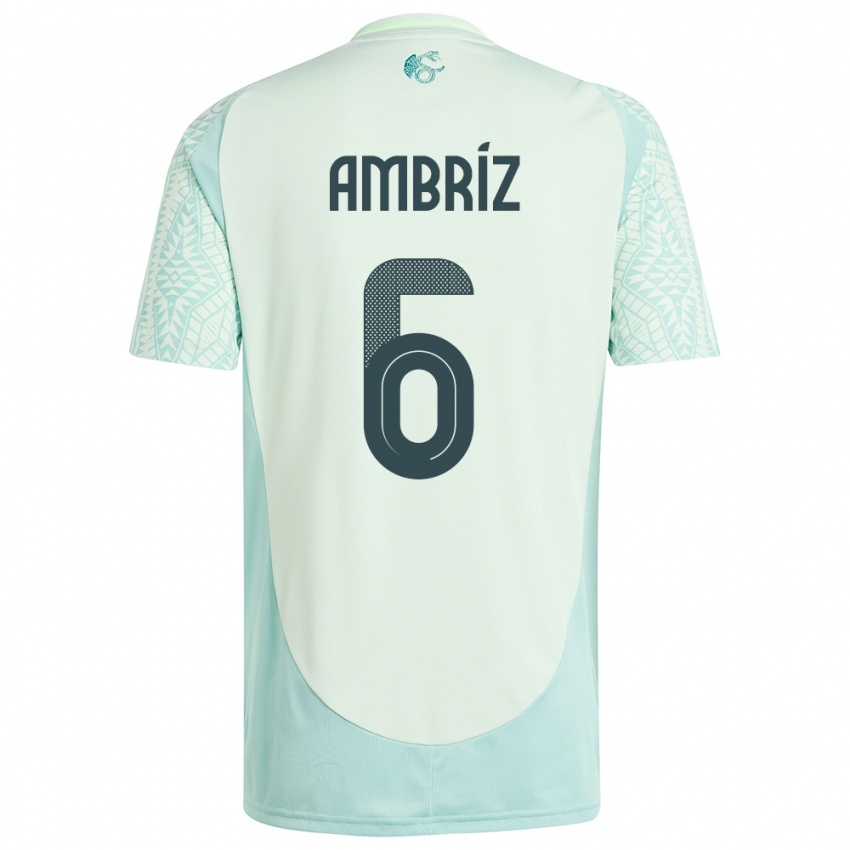 Homem Camisola México Fidel Ambriz #6 Linho Verde Alternativa 24-26 Camisa