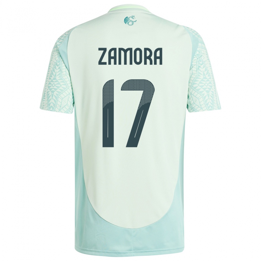 Homem Camisola México Saul Zamora #17 Linho Verde Alternativa 24-26 Camisa