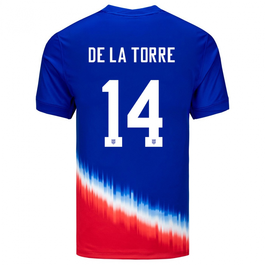 Homem Camisola Estados Unidos Luca De La Torre #14 Azul Alternativa 24-26 Camisa