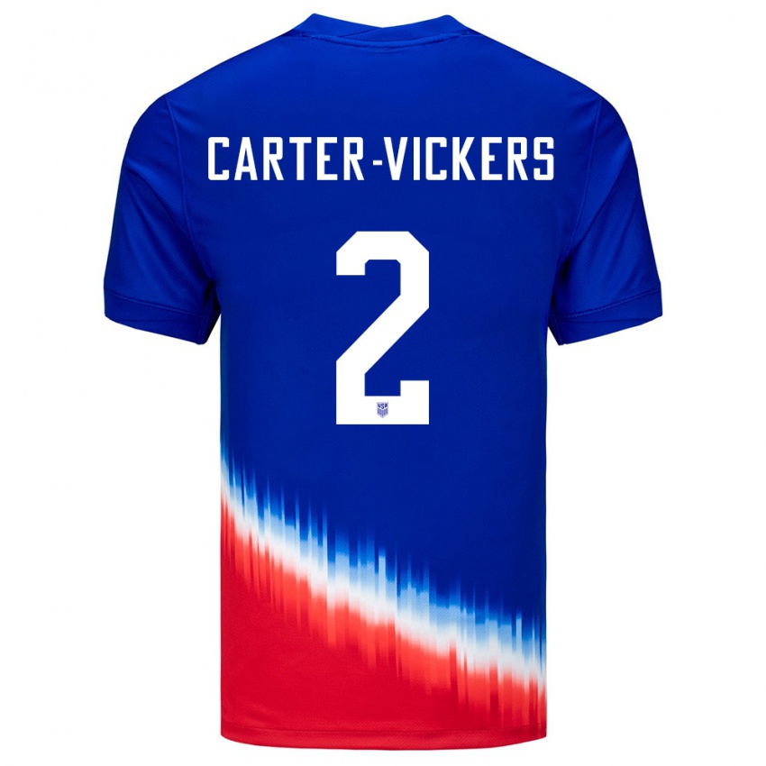 Homem Camisola Estados Unidos Cameron Carter-Vickers #2 Azul Alternativa 24-26 Camisa