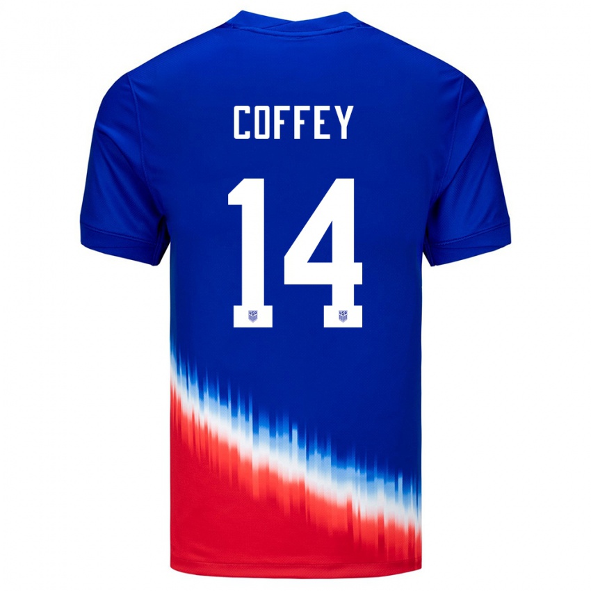 Homem Camisola Estados Unidos Sam Coffey #14 Azul Alternativa 24-26 Camisa