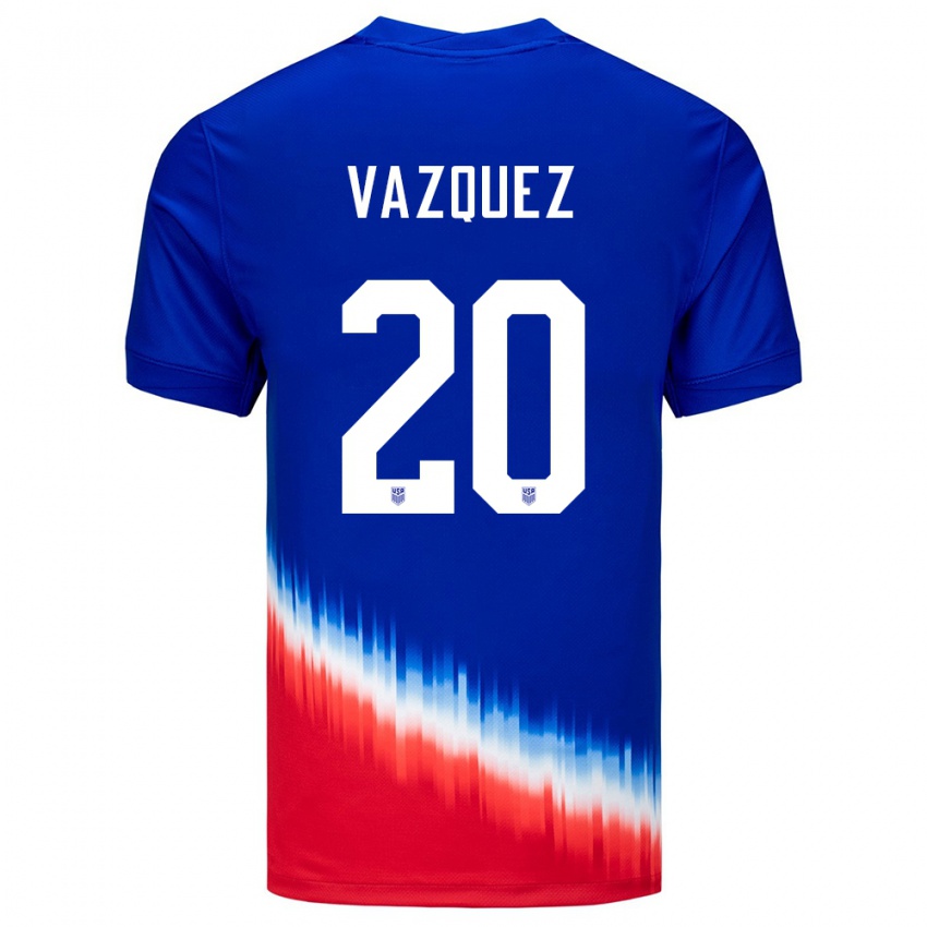 Homem Camisola Estados Unidos David Vazquez #20 Azul Alternativa 24-26 Camisa