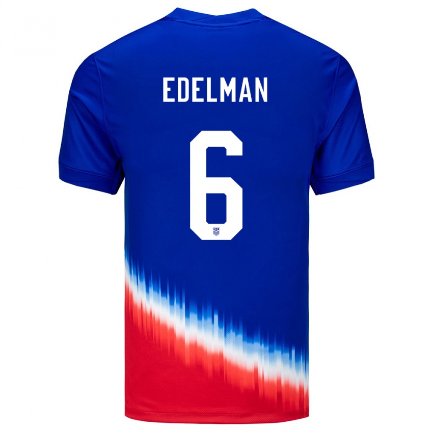Homem Camisola Estados Unidos Daniel Edelman #6 Azul Alternativa 24-26 Camisa
