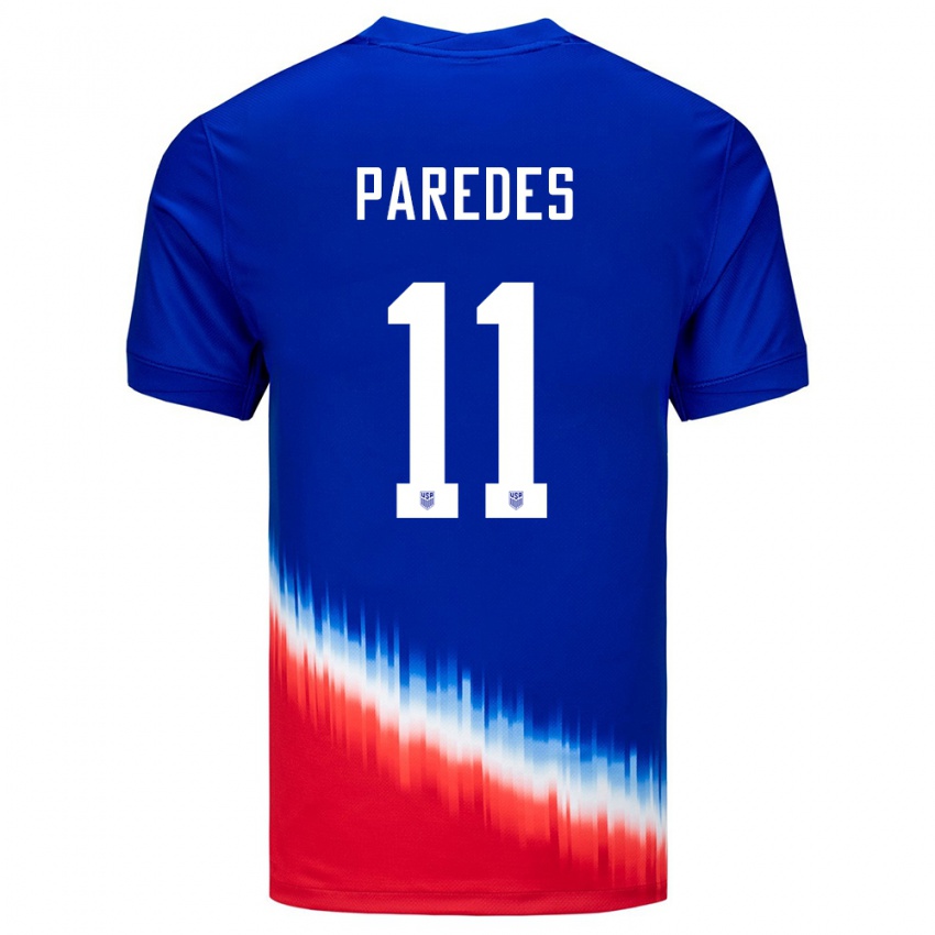 Homem Camisola Estados Unidos Kevin Paredes #11 Azul Alternativa 24-26 Camisa