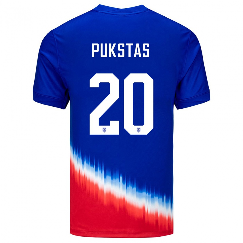 Homem Camisola Estados Unidos Rokas Pukstas #20 Azul Alternativa 24-26 Camisa