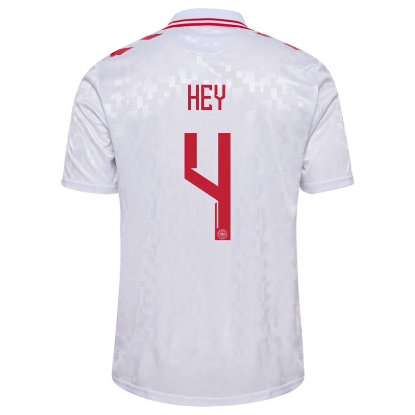 Homem Camisola Dinamarca Lucas Hey #4 Branco Alternativa 24-26 Camisa