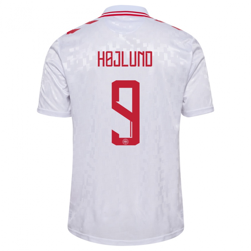 Homem Camisola Dinamarca Emil Højlund #9 Branco Alternativa 24-26 Camisa