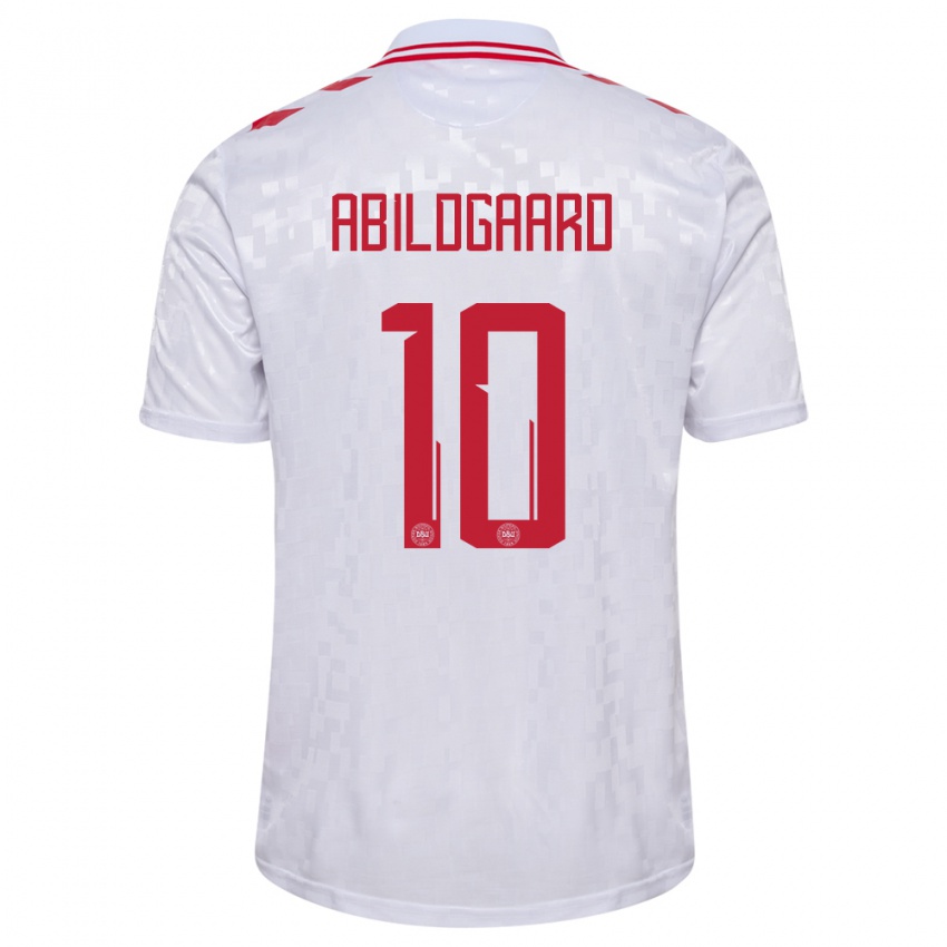 Homem Camisola Dinamarca Lasse Abildgaard #10 Branco Alternativa 24-26 Camisa