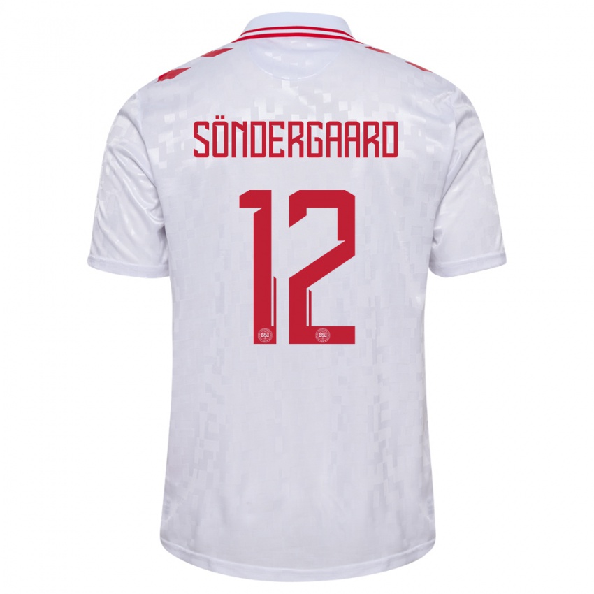 Homem Camisola Dinamarca Philip Söndergaard #12 Branco Alternativa 24-26 Camisa